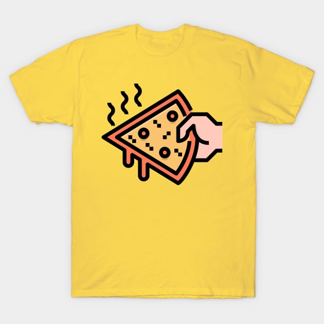 Hand Held Pizza Slice T-Shirt by InkyArt